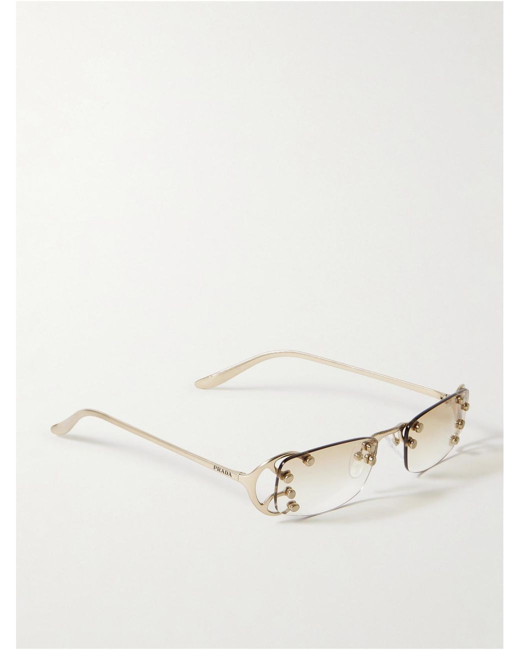 Prada Rimless-Tone Sunglasses in Natural | Lyst