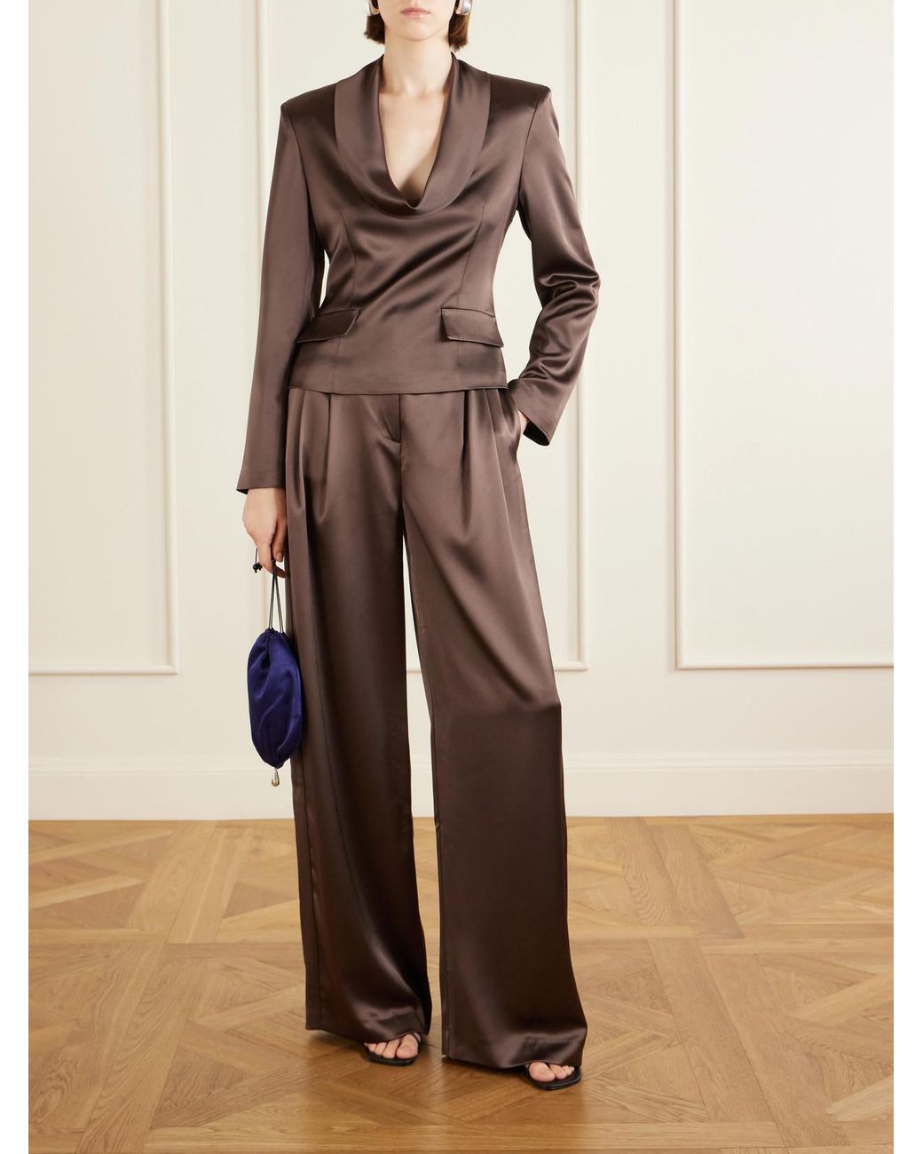 Violante Nessi Brown Kendal Satin Blouse