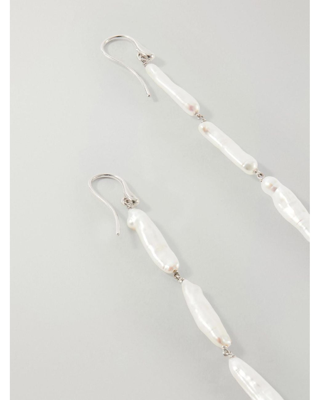 Le Sundial White Veil Drop Sterling And Freshwater Pearl Earrings