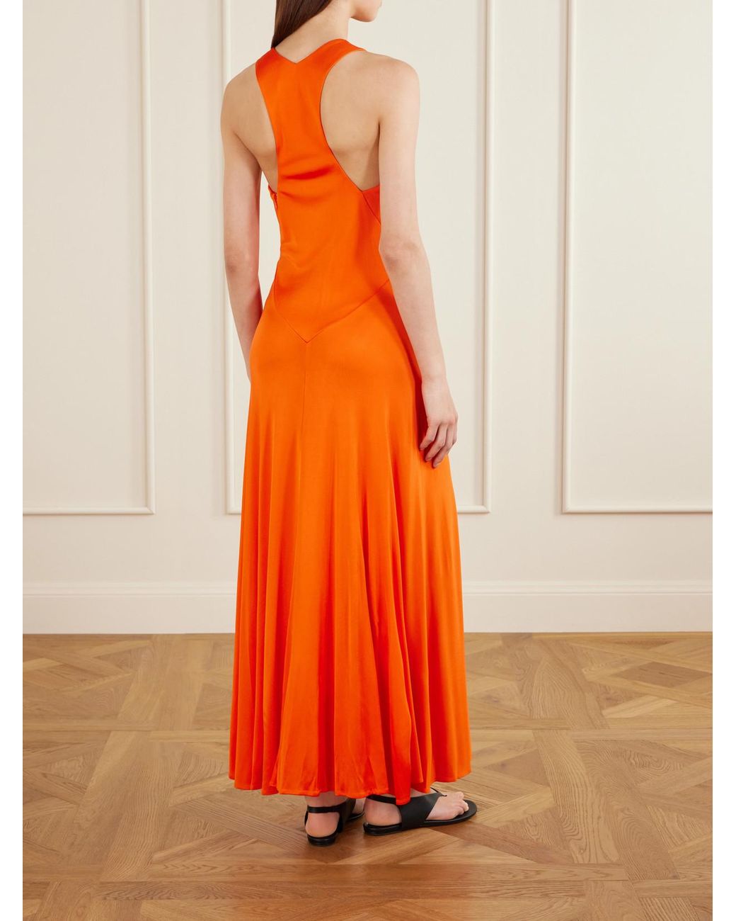 Proenza Schouler Orange Naia Satin-Jersey Maxi Dress