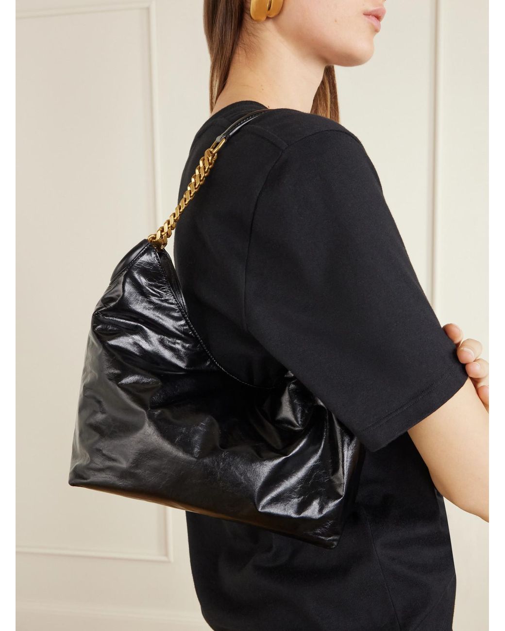 Saint Laurent Black Hortense Leather Shoulder Bag