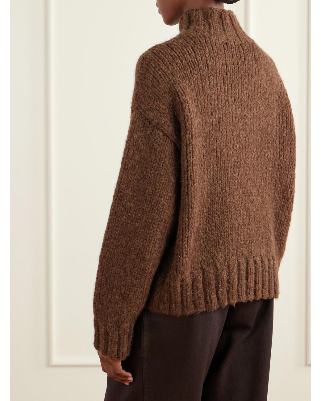 Lauren Manoogian Brown Alpaca, Merino Wool And Cotton-Blend Turtleneck Sweater