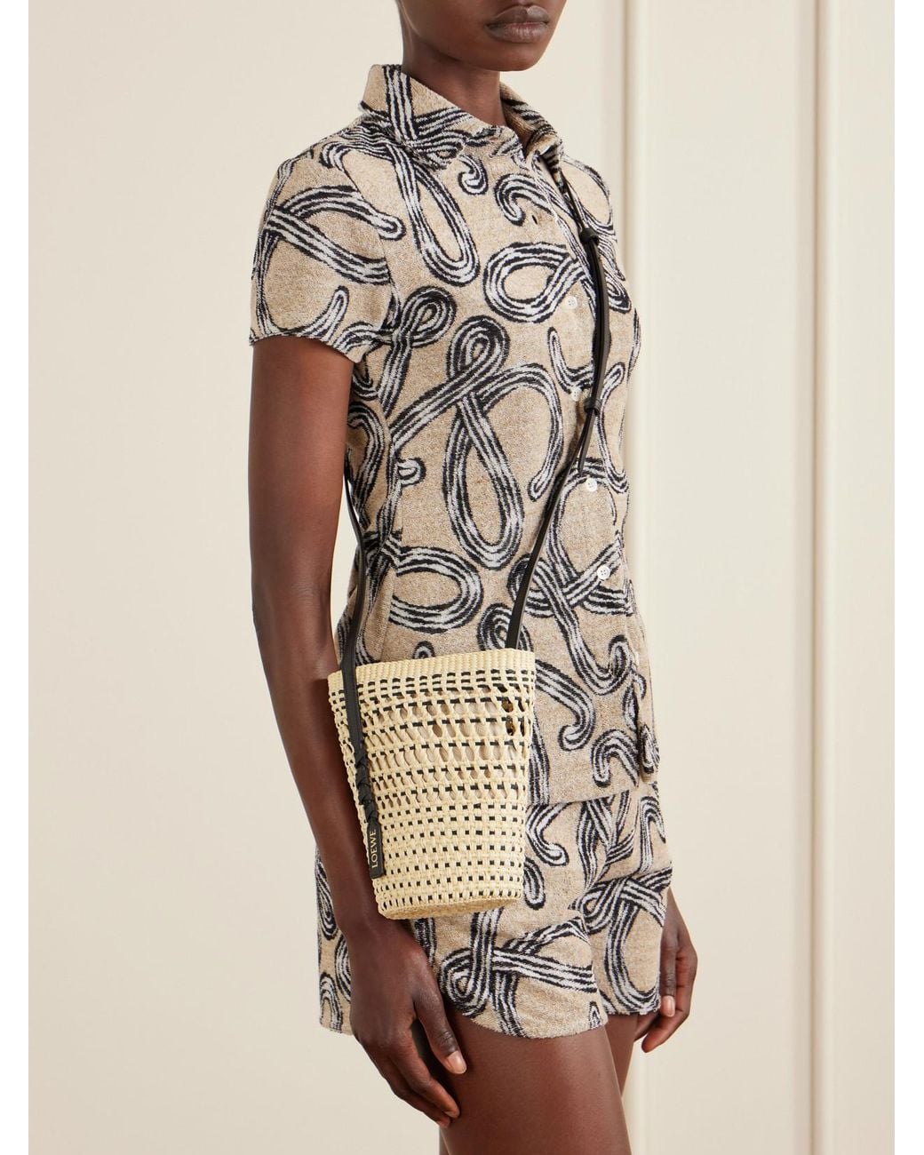 Loewe Natural Paula's Ibiza Braid Leather-Trimmed Raffia Shoulder Bag