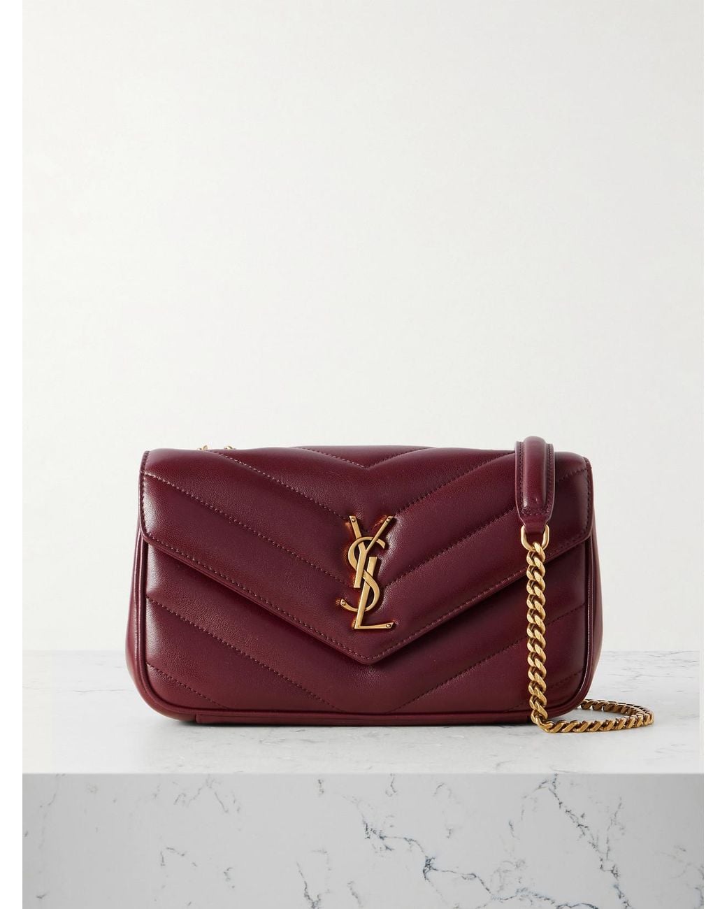 Saint Laurent Red Loulou Small Matelassé Leather Shoulder Bag