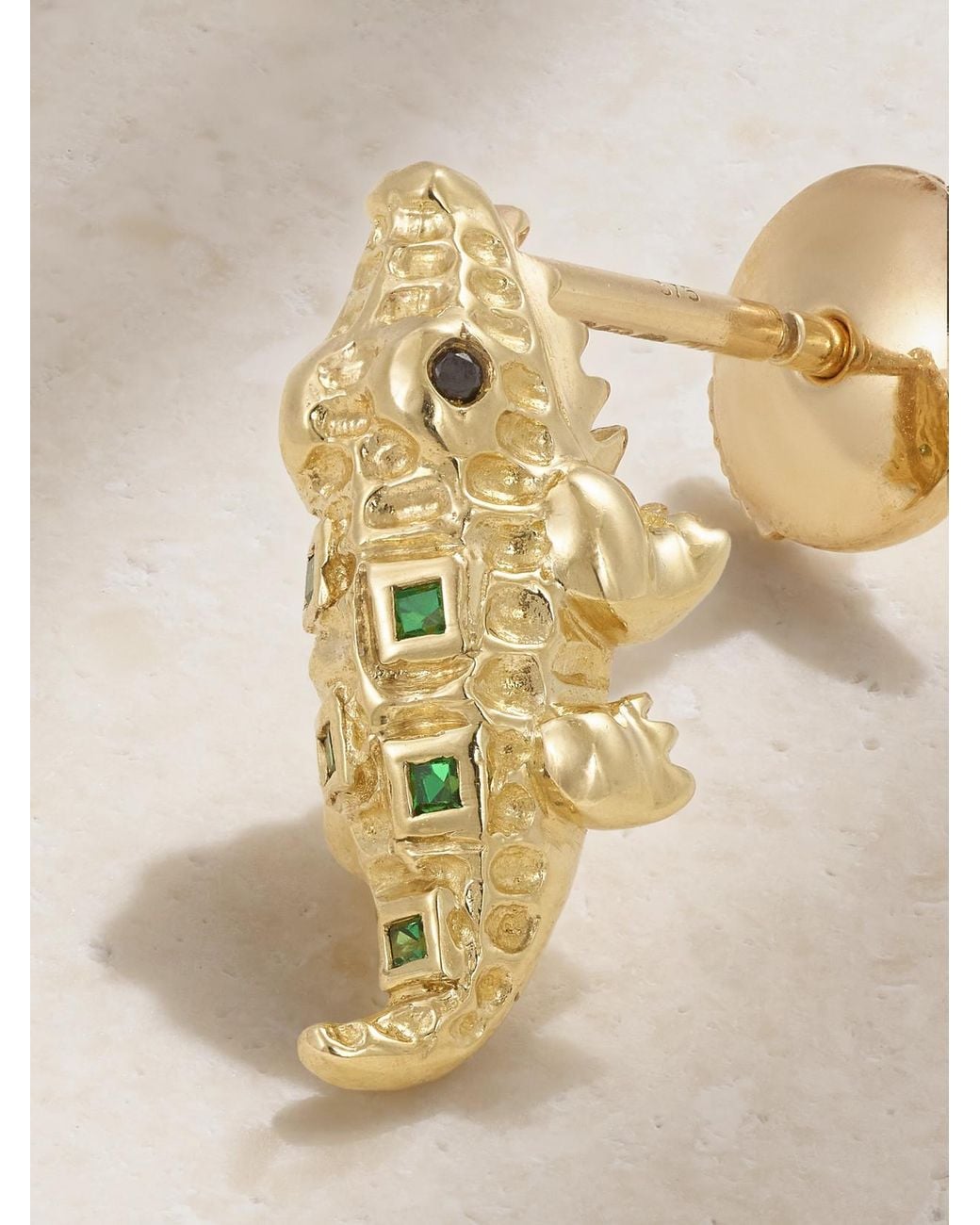 Yvonne Léon Metallic 9-Karat, Tsavorite And Diamond Earring