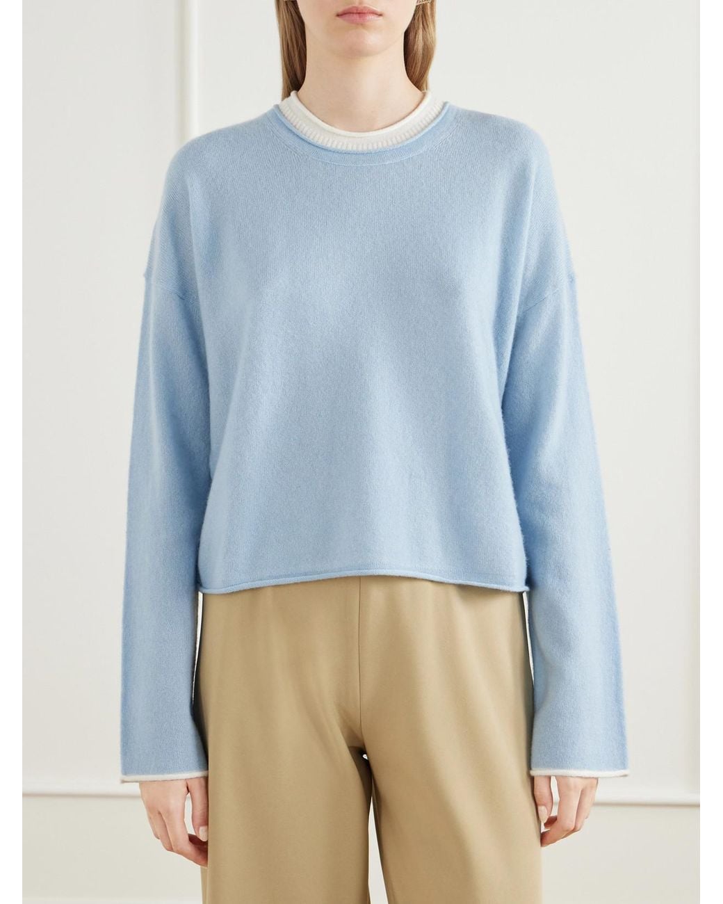 La Ligne Blue Dominick Cashmere And Silk-Blend Sweater