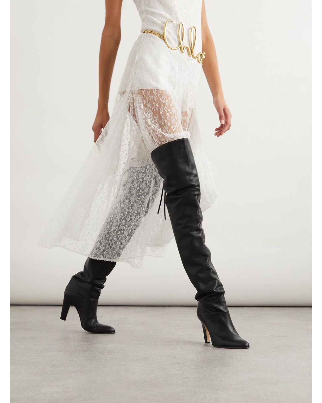 Chloé Black Eve Leather Over-The-Knee Boots