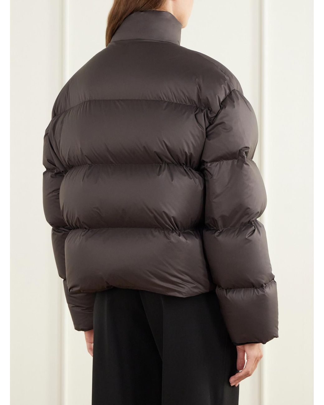 Gucci Gray Logo-Embroidered Quilted Shell Down Jacket