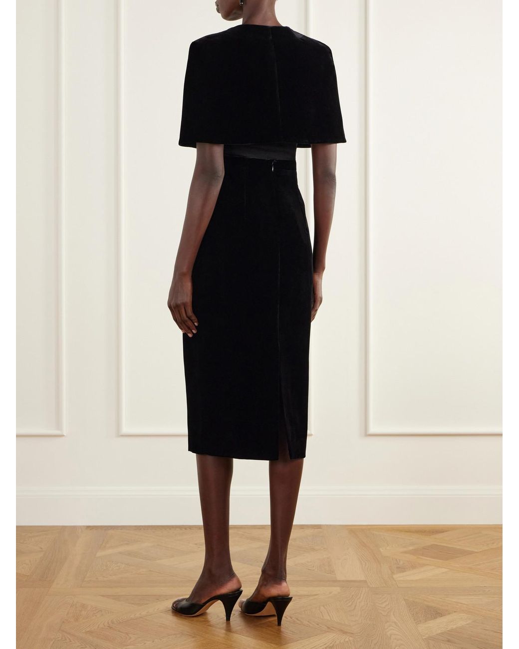Emilia Wickstead Black Domie Cropped Velvet Cape