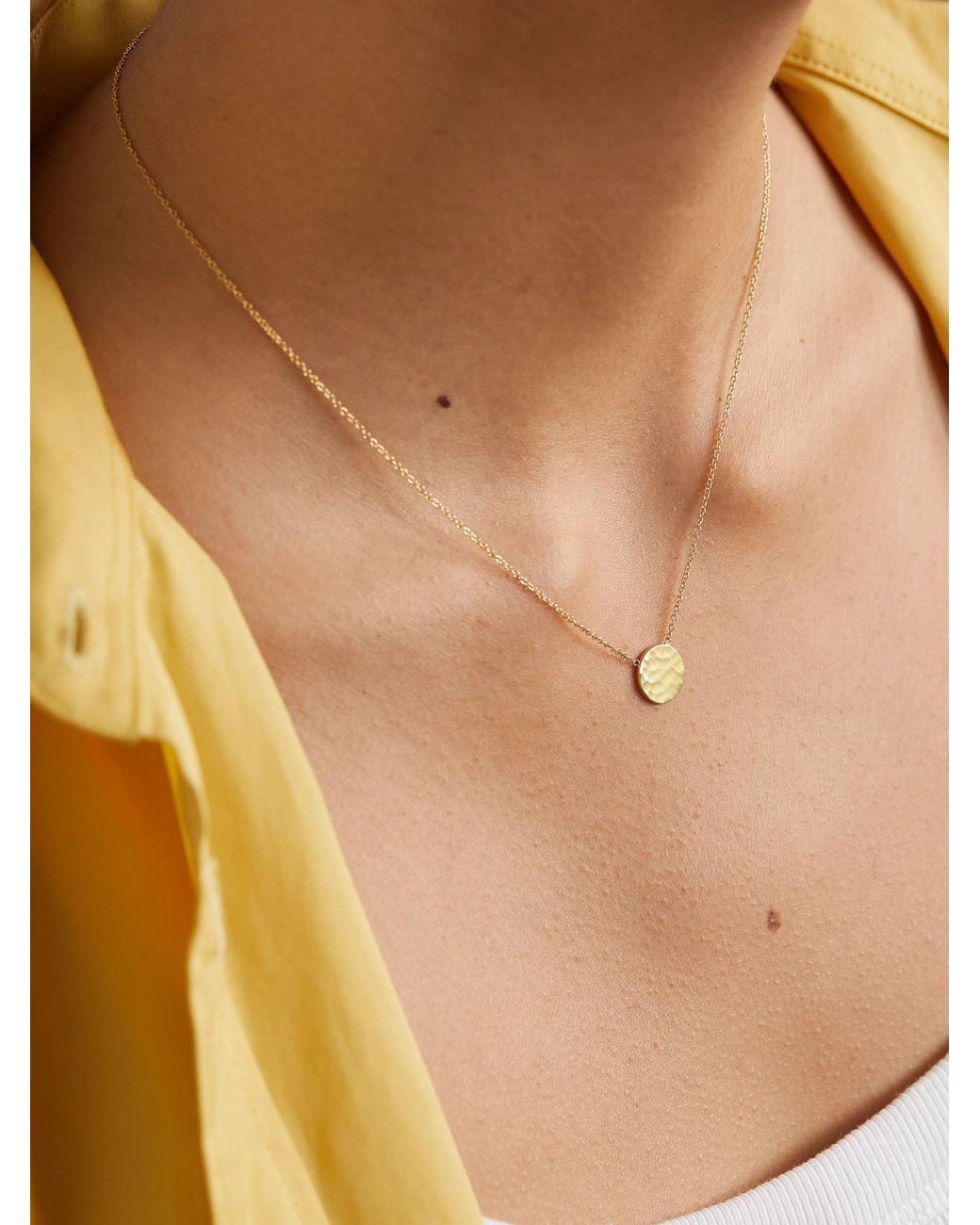 Jennifer Meyer Natural Mini Hammered Disc 18-Karat Necklace