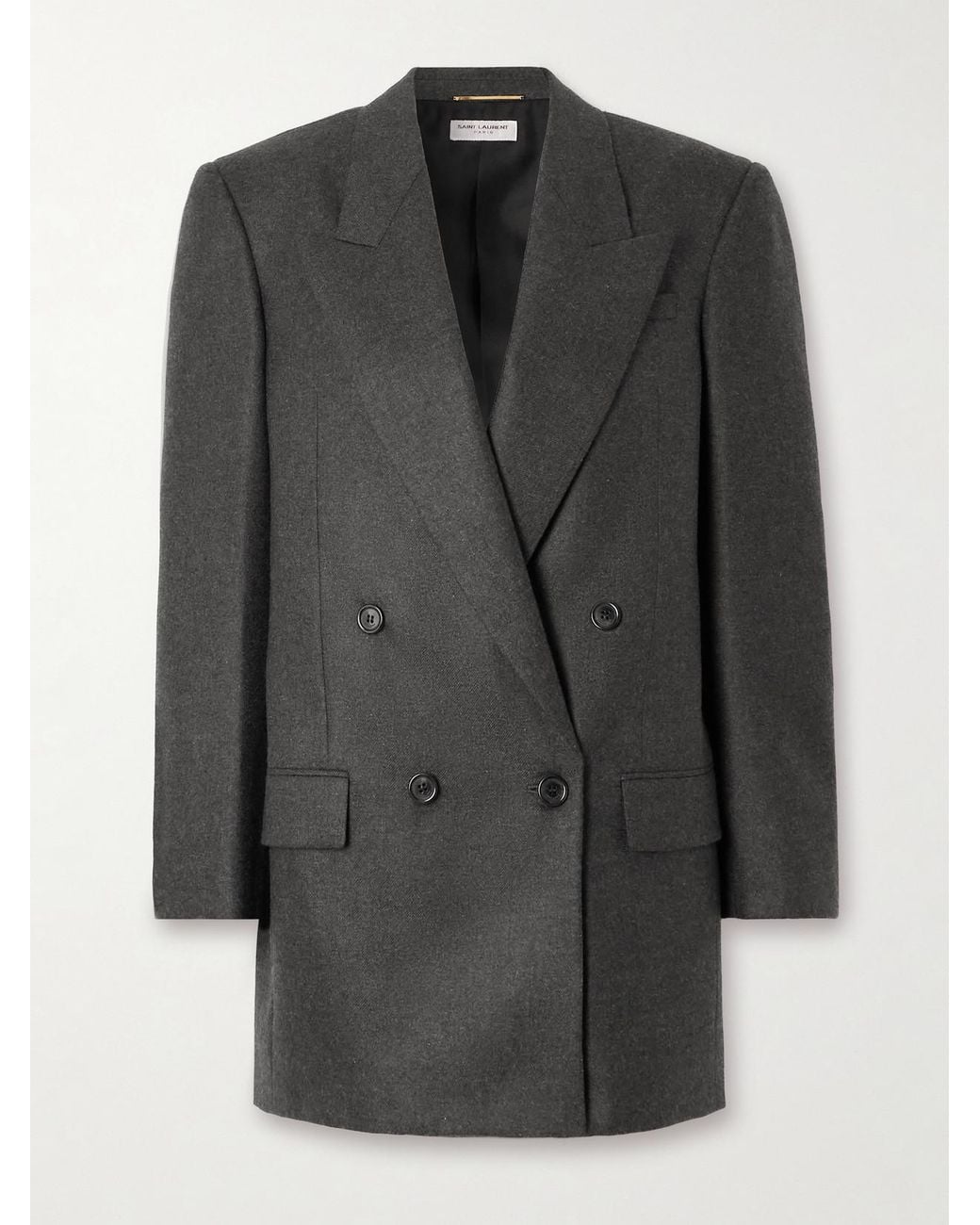 Saint Laurent Black Double-Breasted Cashmere-Twill Blazer