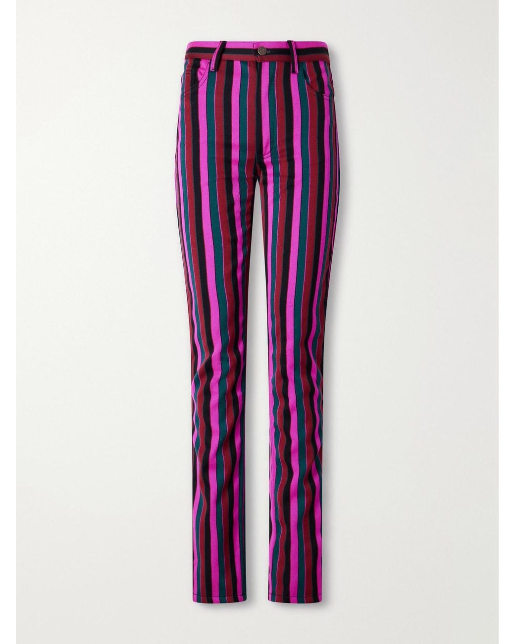 Chloé Purple Striped Virgin Wool Mid-Rise Skinny Pants