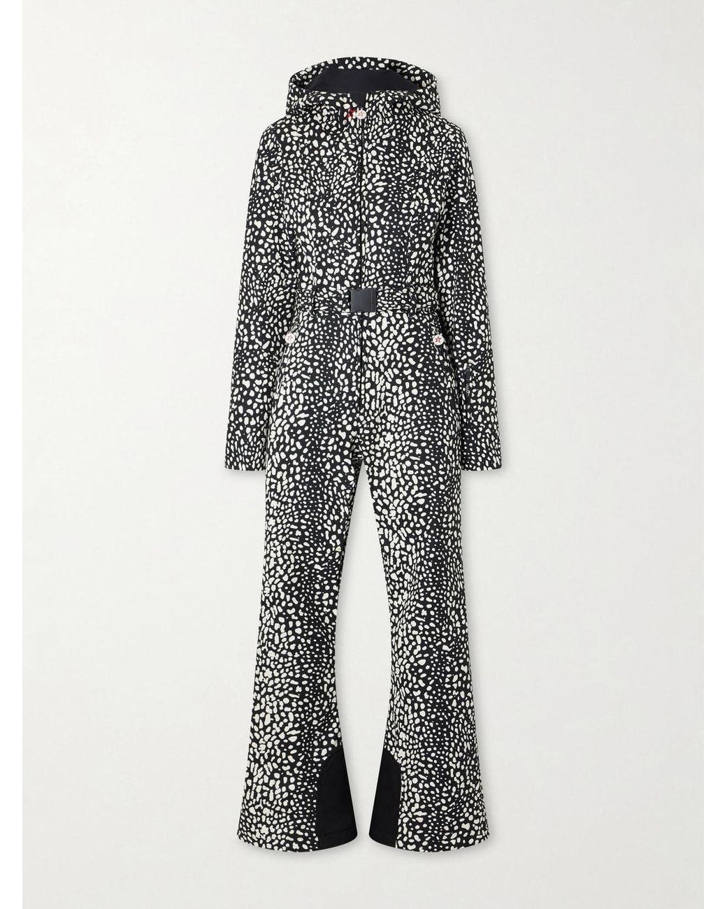 Perfect Moment Gray Tignes Hooded Belted Logo-Embroidered Printed Shell Ski Suit