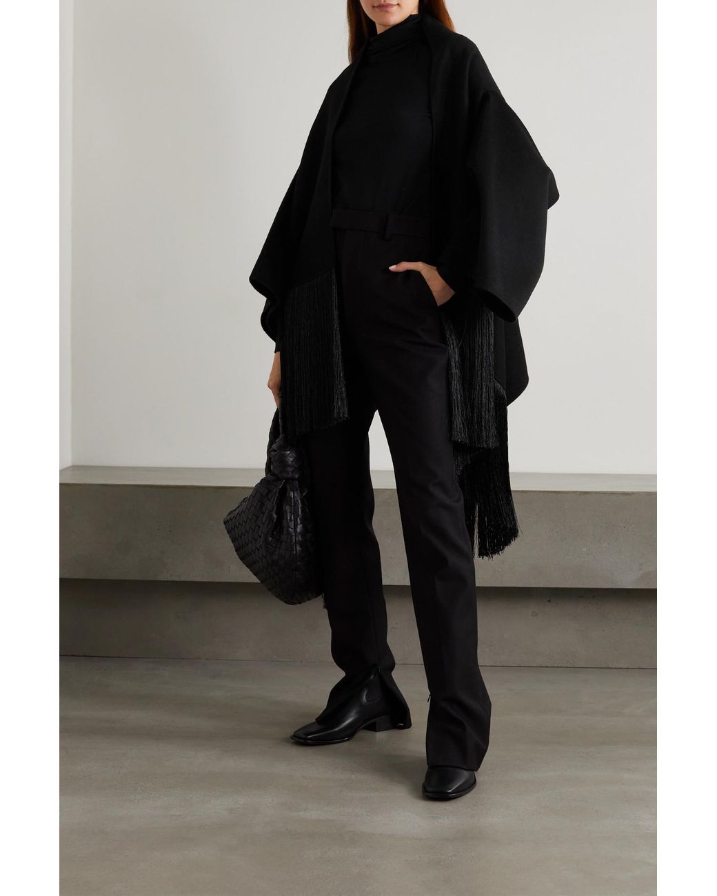 toteme draped fringed wool blend jacket