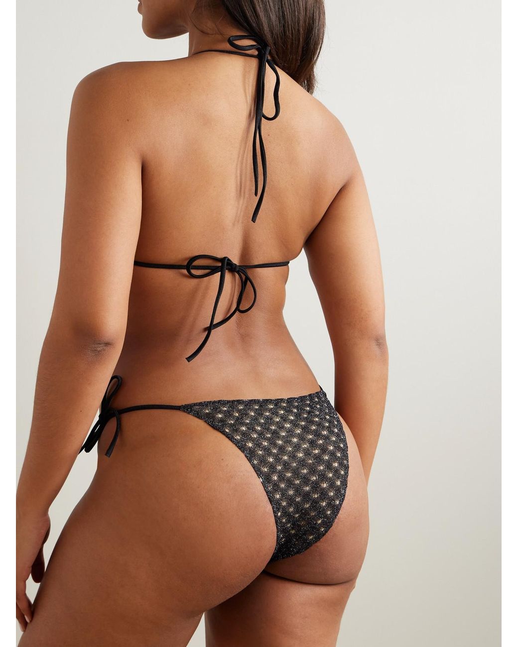 Missoni Brown Metallic Crochet-Knit Triangle Bikini