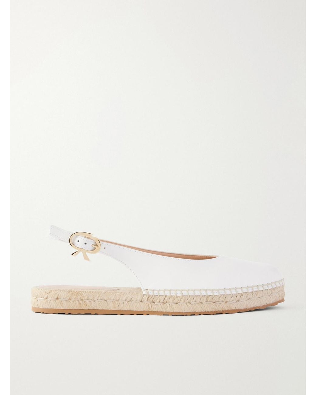 Gianvito Rossi Natural Paz Leather Slingback Espadrilles