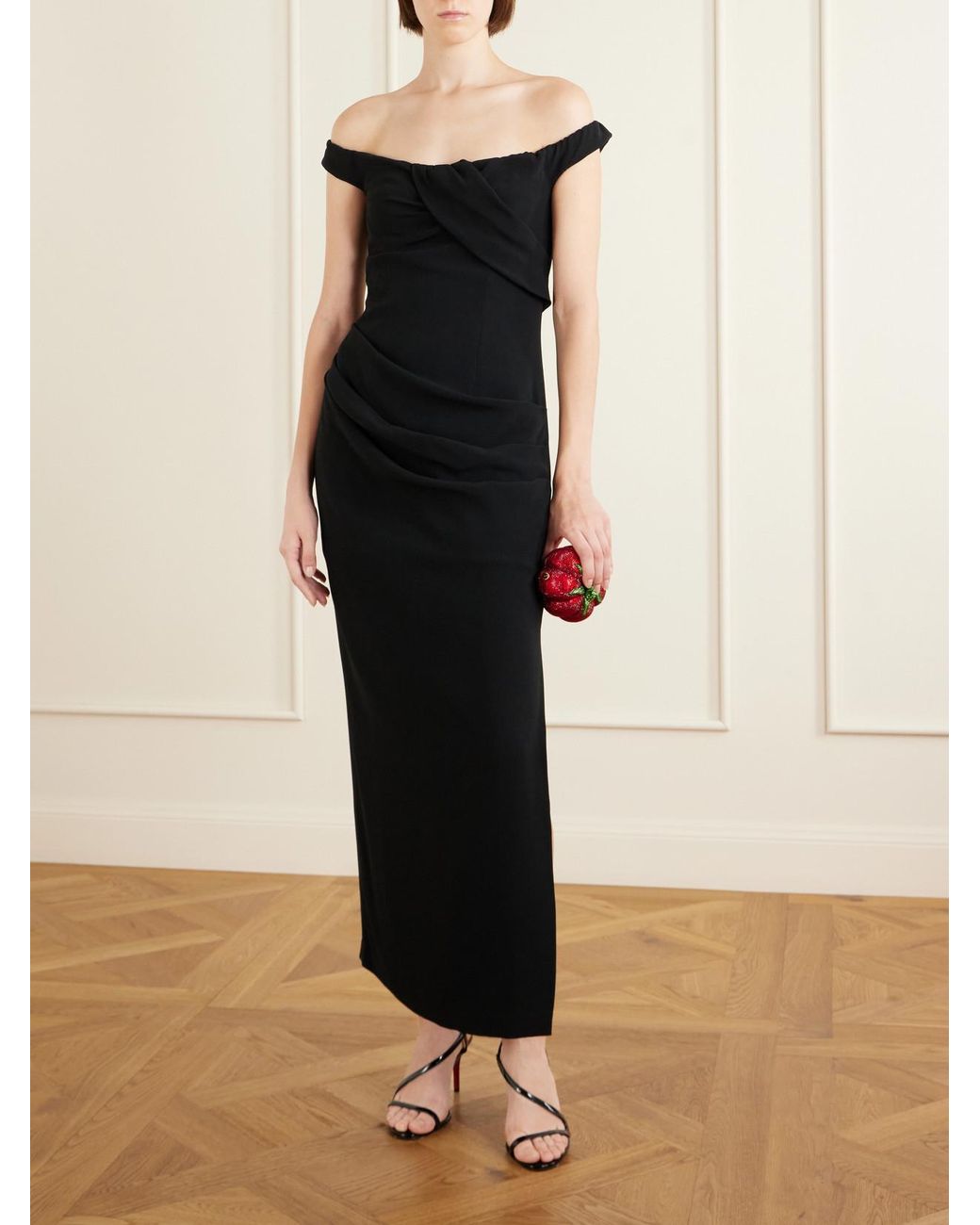 Violante Nessi Black Aurel Gathered Crepe Midi Dress