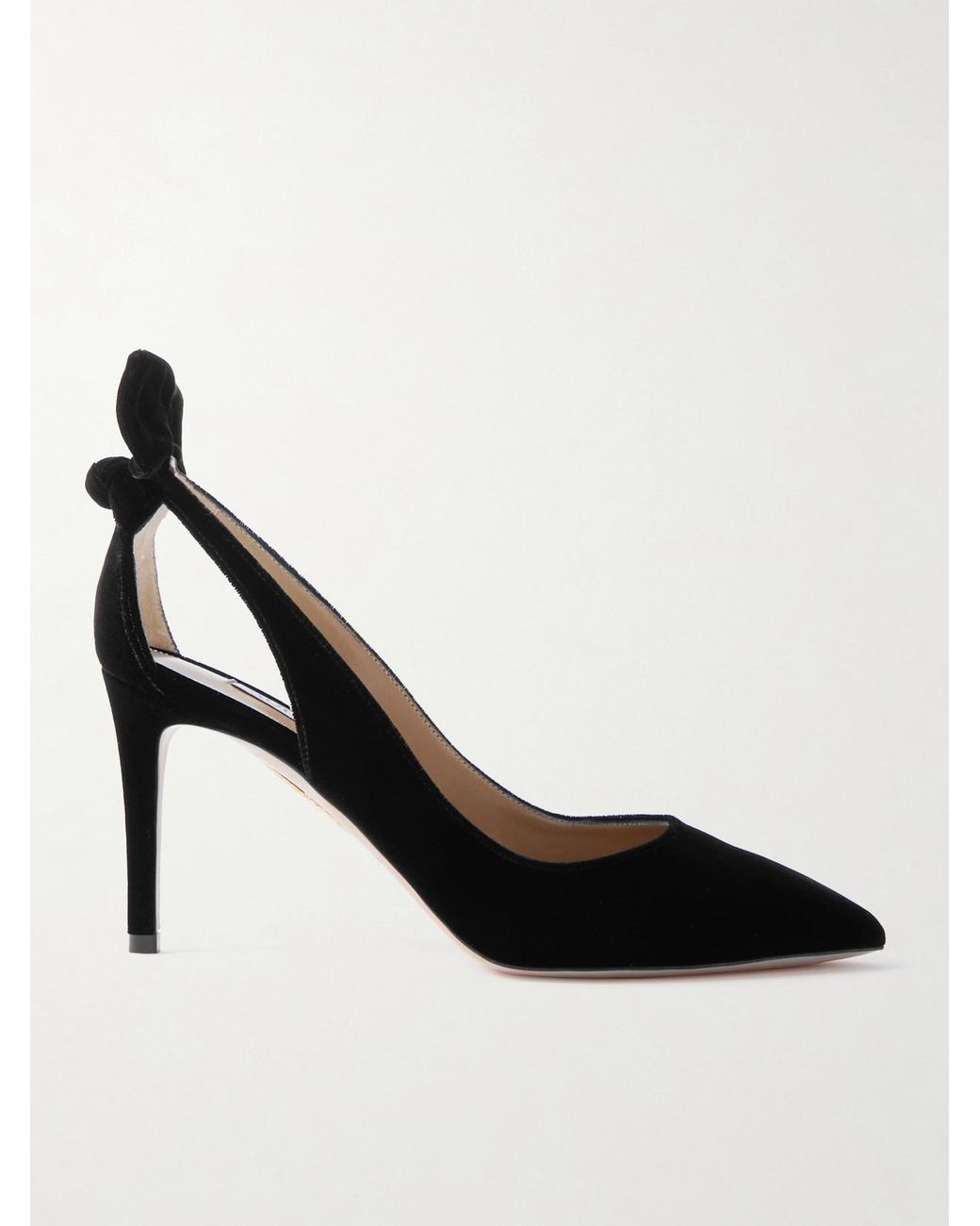 Aquazzura Black Bow Tie 85 Velvet Pumps