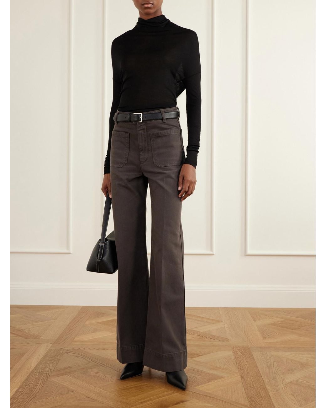 Victoria Beckham Gray Alina High-Rise Flared Jeans