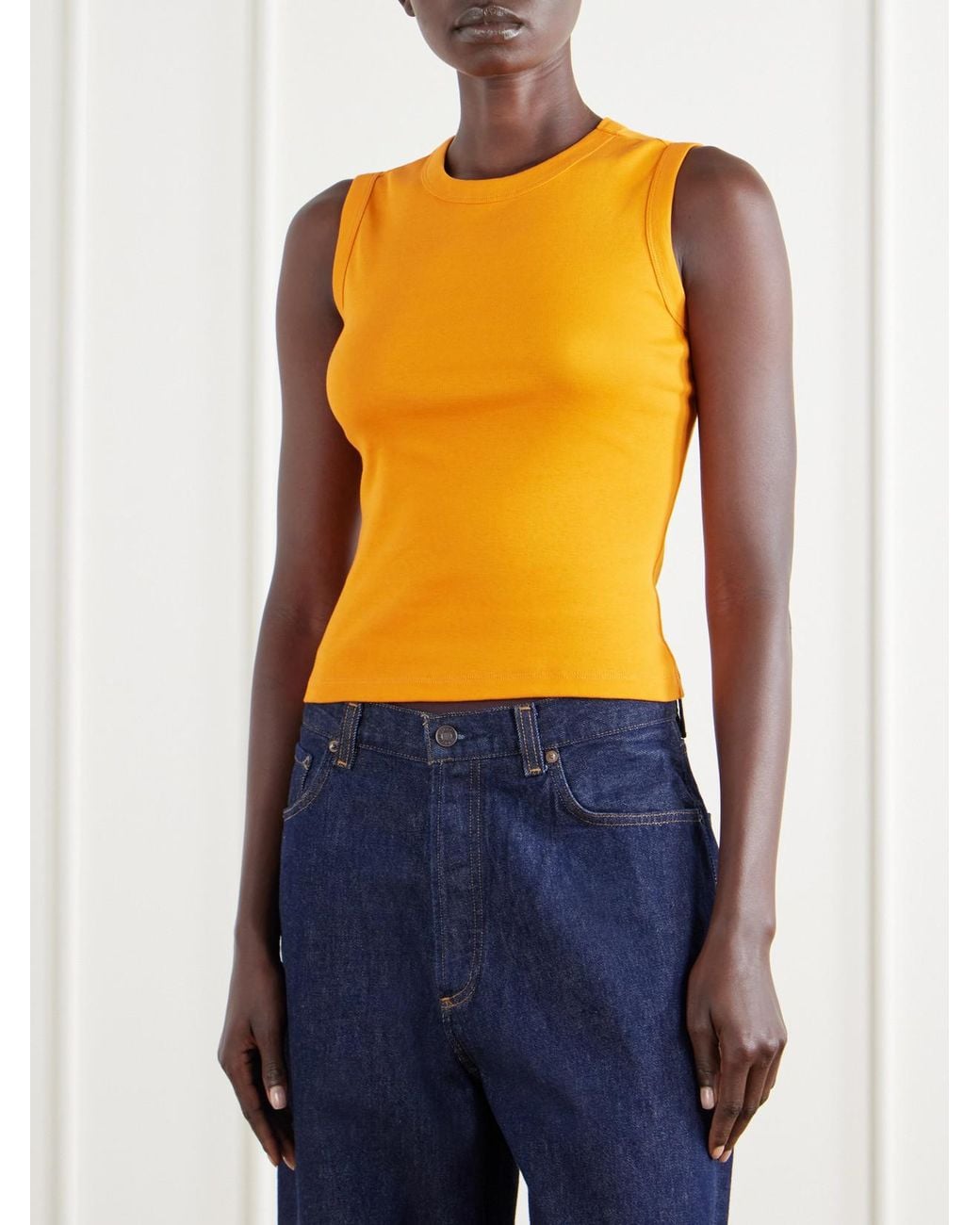 Flore Flore Yellow Esmé Ribbed Organic Cotton-Jersey Tank