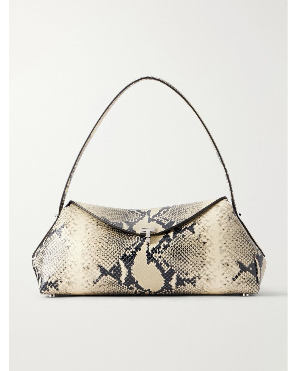 Totême Natural T-Lock Snake-Effect Leather Shoulder Bag