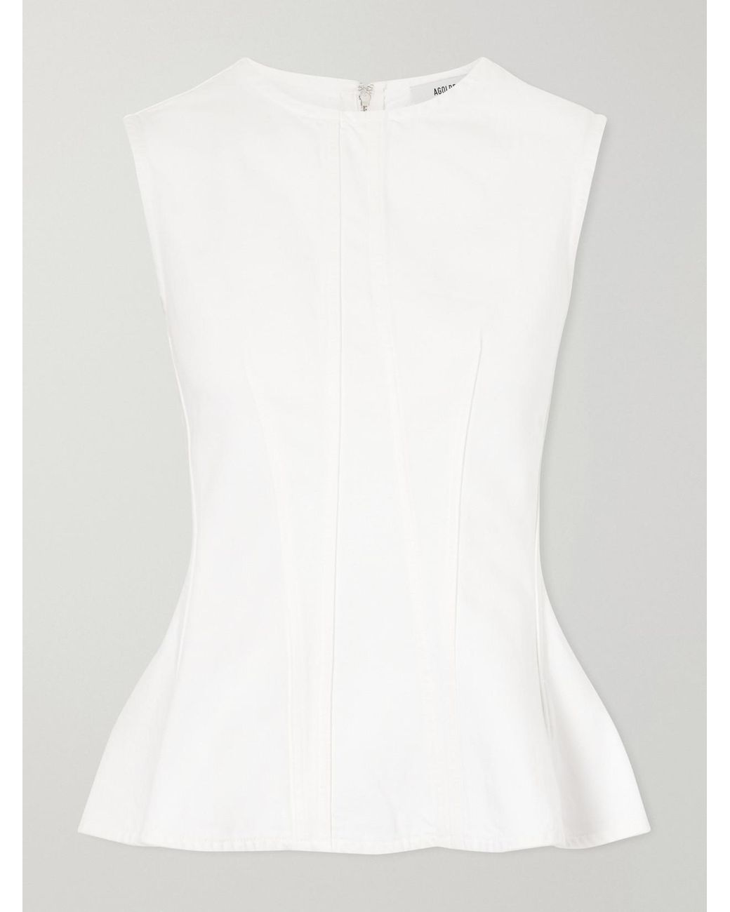 Agolde White Corbin Cotton Peplum Top