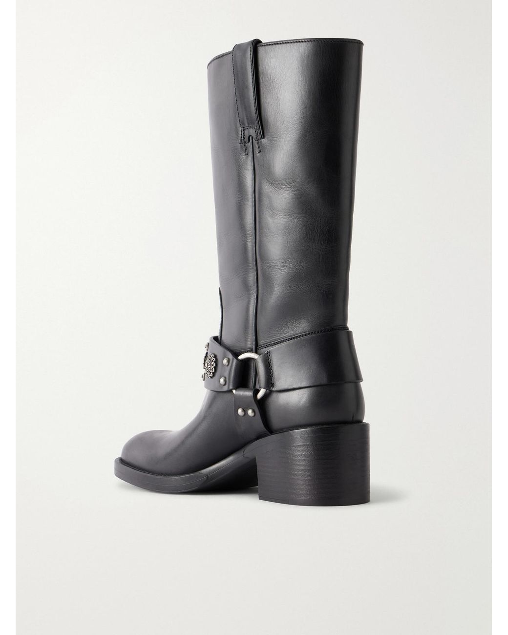 Chloé Black Dakota Stud-Embellished Leather Knee Boots