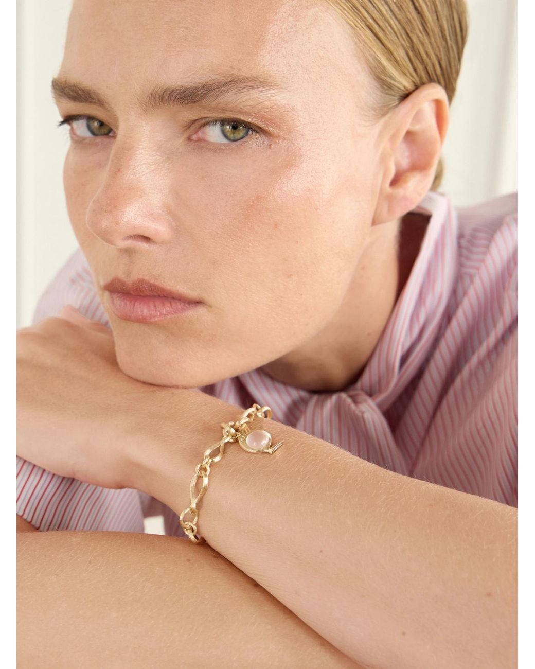 Ole Lynggaard Copenhagen Natural Love 18-Karat And Rose Quartz Bracelet
