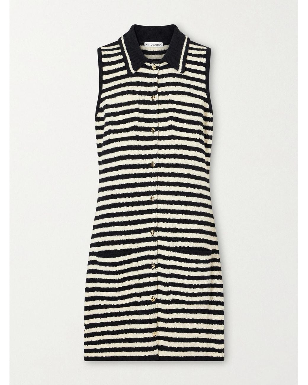 Altuzarra Black Mamie Striped Cotton-Blend Bouclé Mini Dress