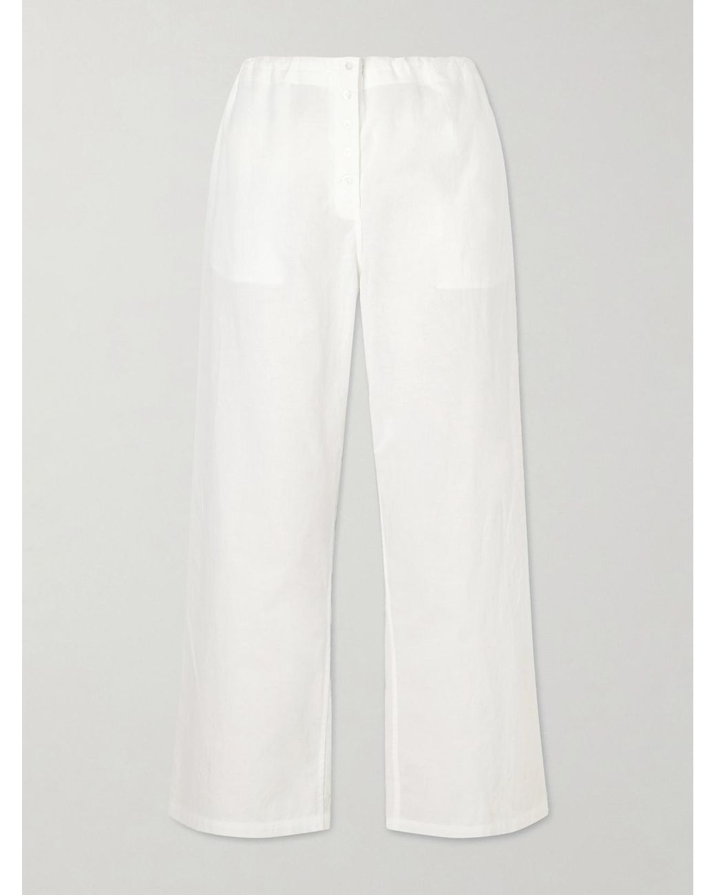 Colleen Allen White Cotton-Voile Wide-Leg Pants