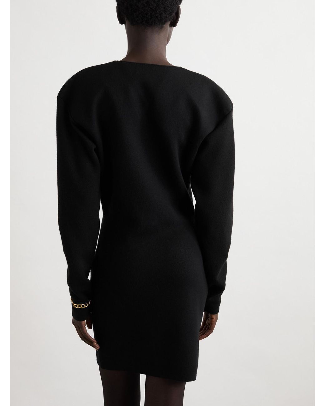 Saint Laurent Black Wool-Blend Mini Dress