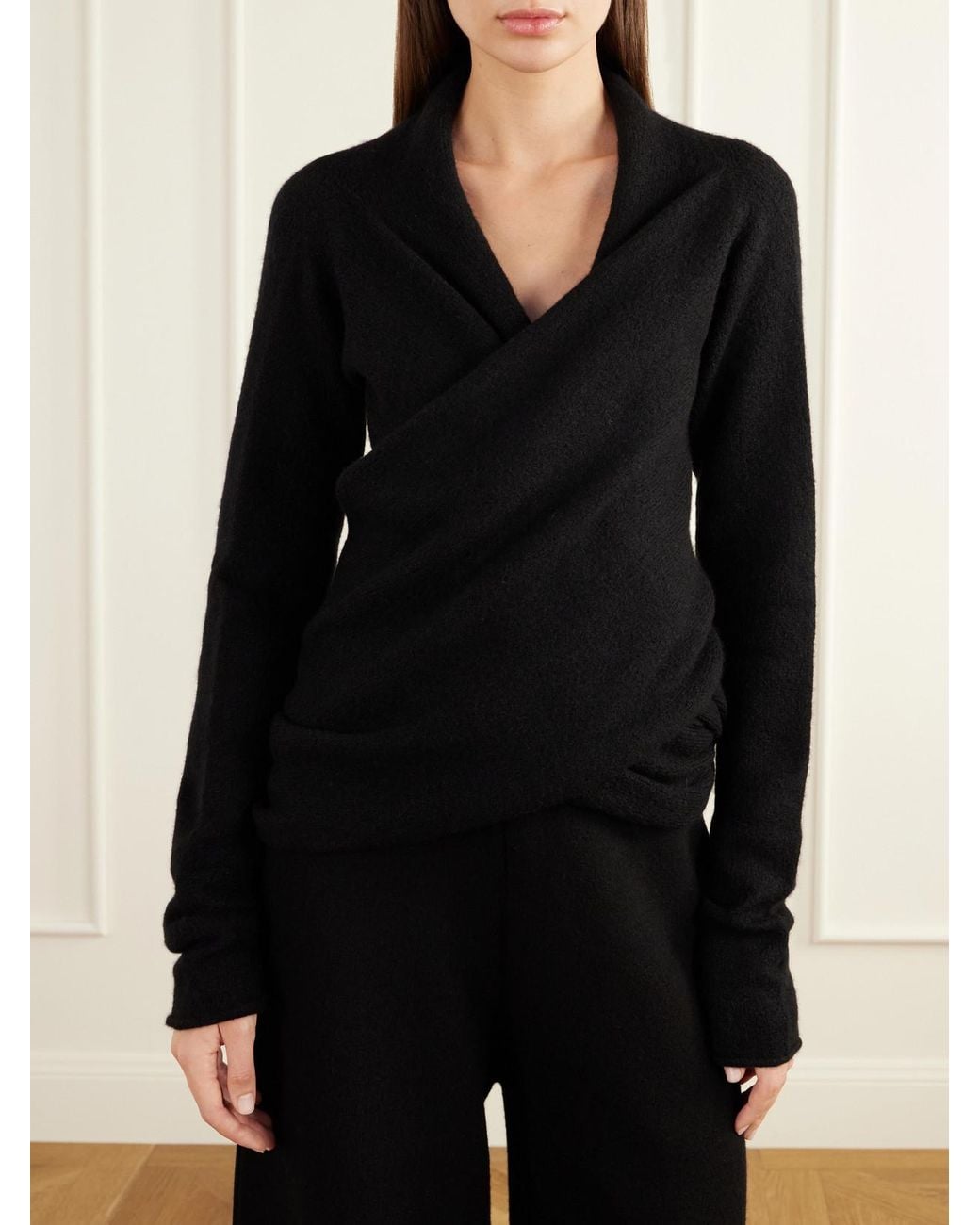 Lauren Manoogian Blue Soft Mobius Alpaca And Cashmere-Blend Wrap Cardigan