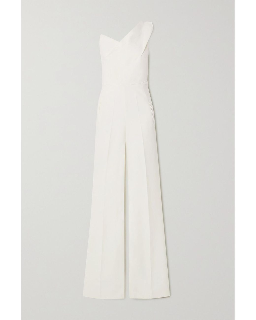 Roland Mouret Platano One-shoulder Wool-crepe Jumpsuit in White | Lyst