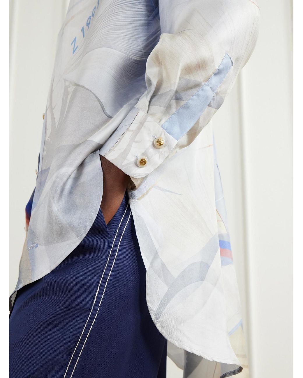 Zimmermann Blue Clash Printed Silk Shirt