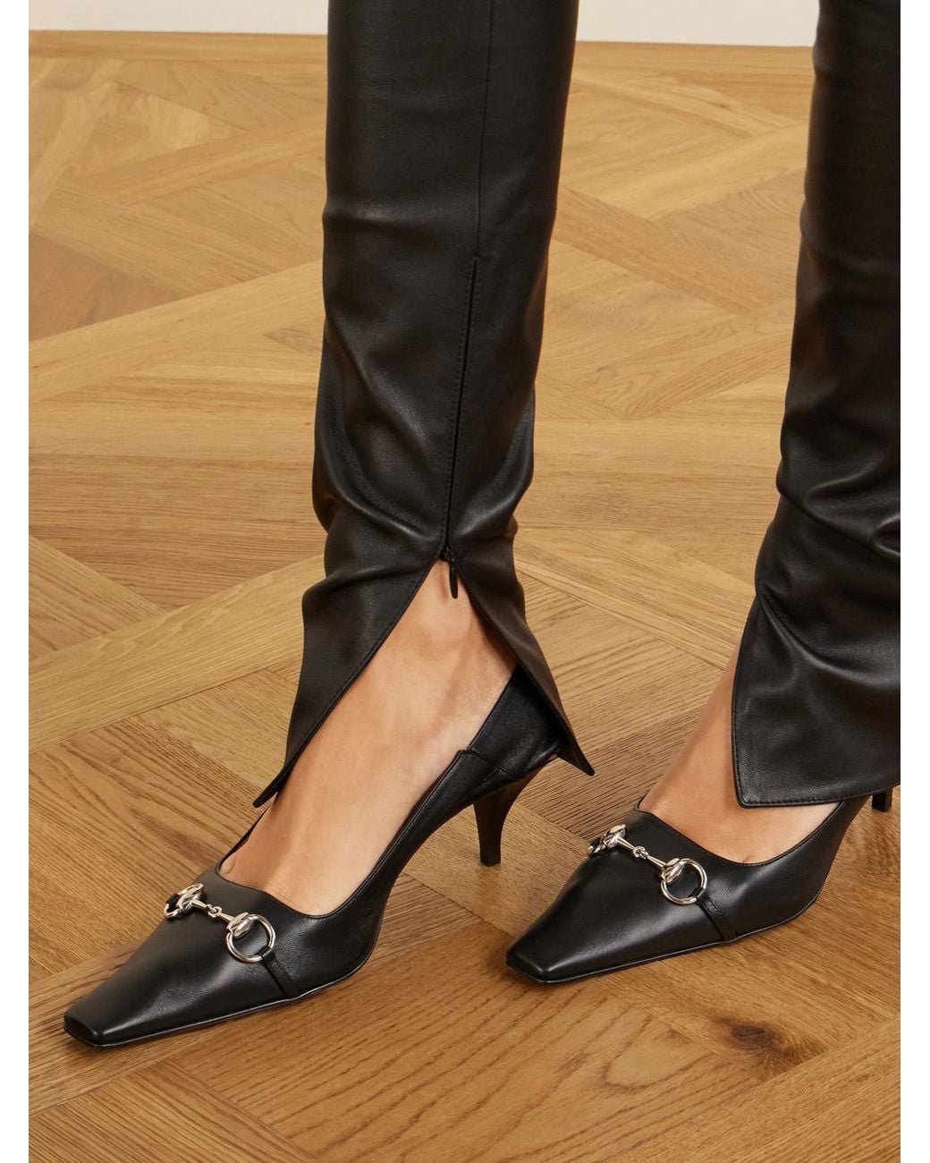 Gucci Black Leather Skinny Pants
