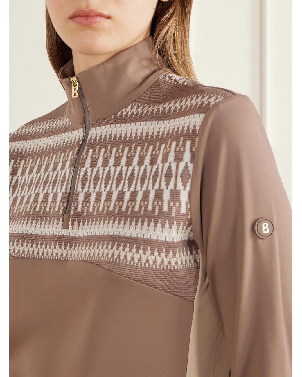 Bogner Brown Joalyn Knit-Detailed Jersey Base Layer