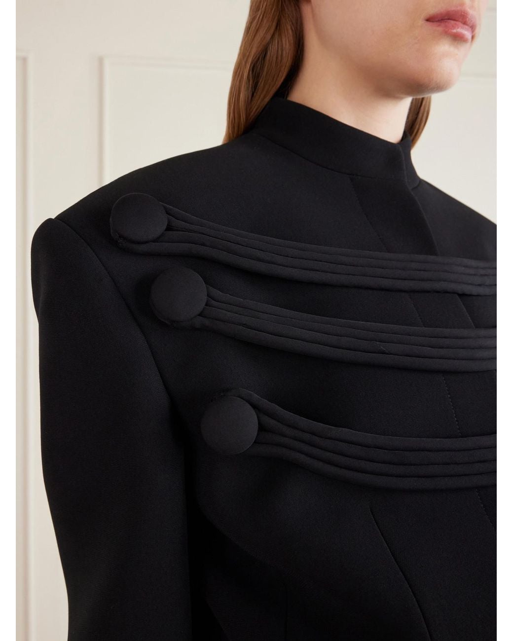 Khaite Black York Cord-Detailed Crepe Jacket