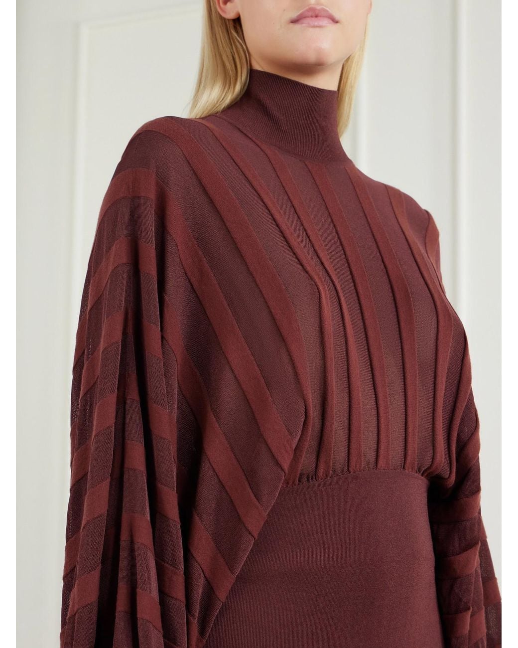 Zimmermann Red Clash Striped Stretch-Jersey Turtleneck Sweater
