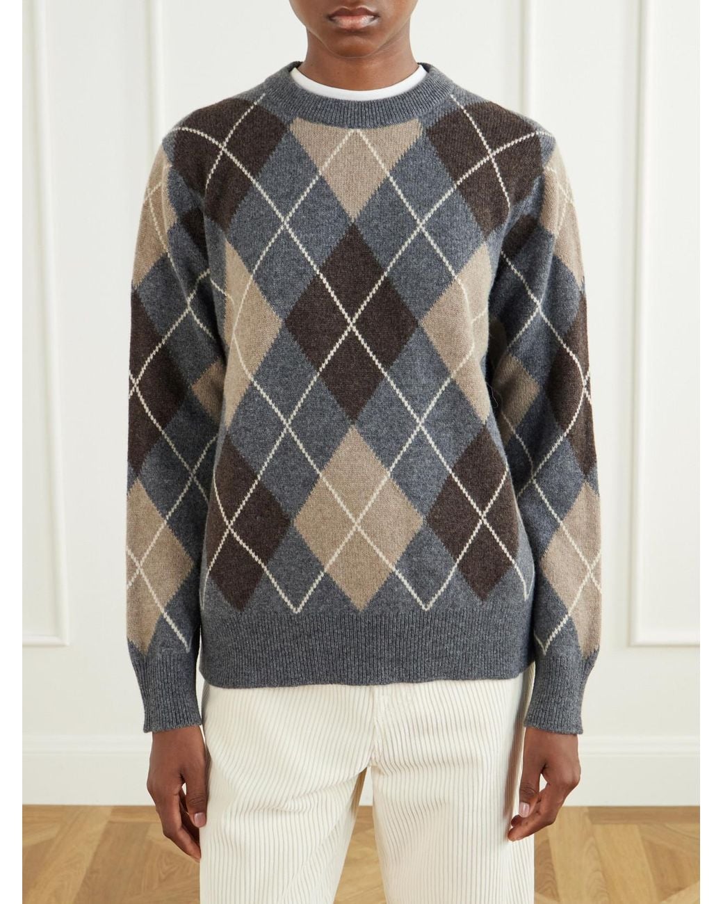 &Daughter Gray Ava Argyle Wool Sweater