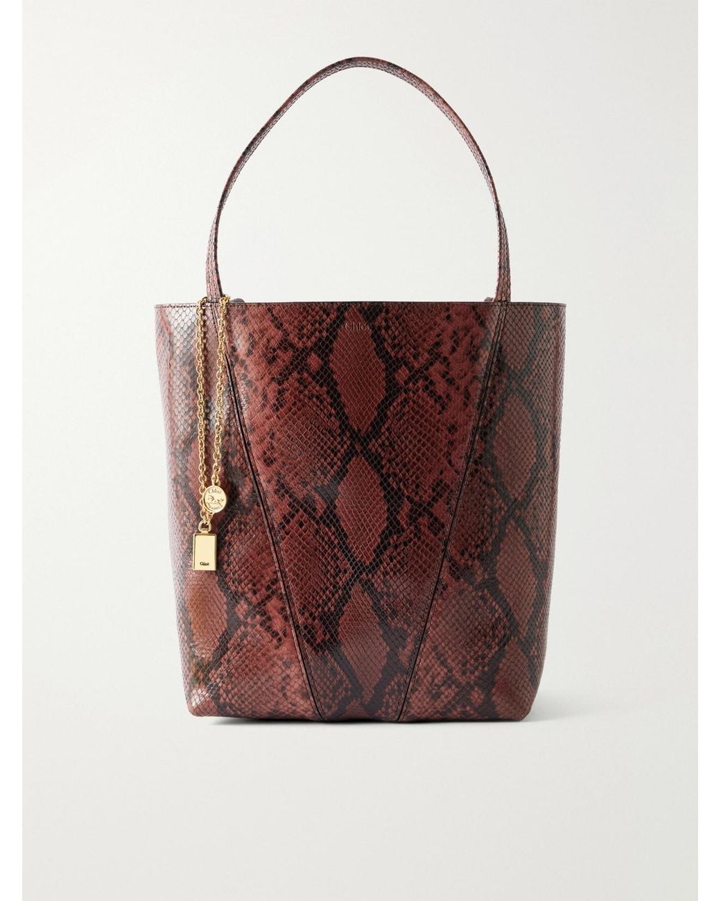 Chloé Multicolor Spin Embellished Snake-Effect Leather Tote