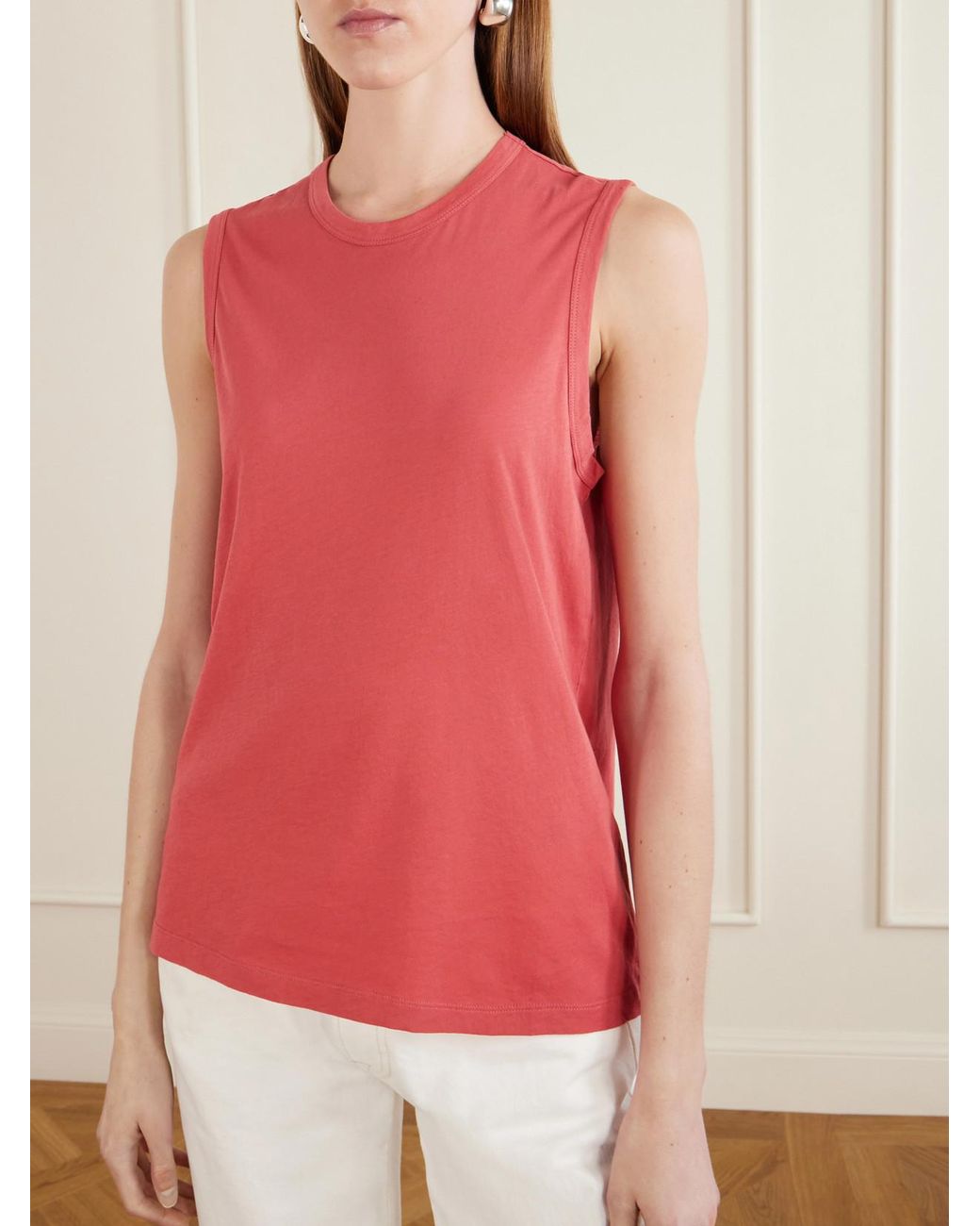 Another Tomorrow Pink Organic Cotton-Jersey Tank