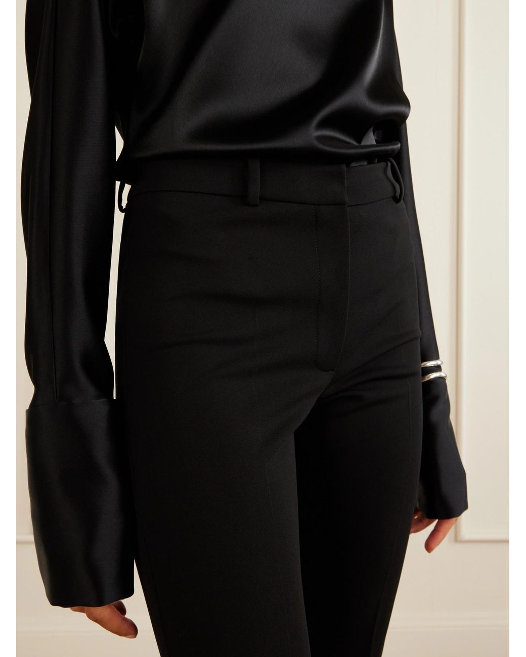 Magda Butrym Black Crepe Straight-Leg Capri Pants