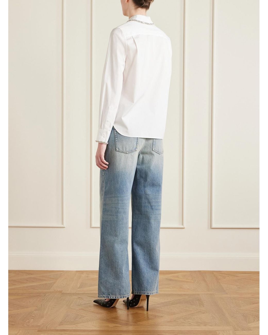 Crystal-Embellished Cotton-Poplin Shirt Alexander McQueen en coloris White