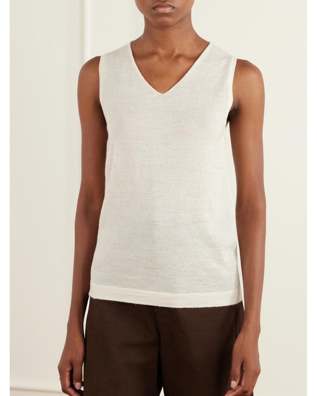 Lauren Manoogian White Alpaca And Merino Wool-Blend Tank