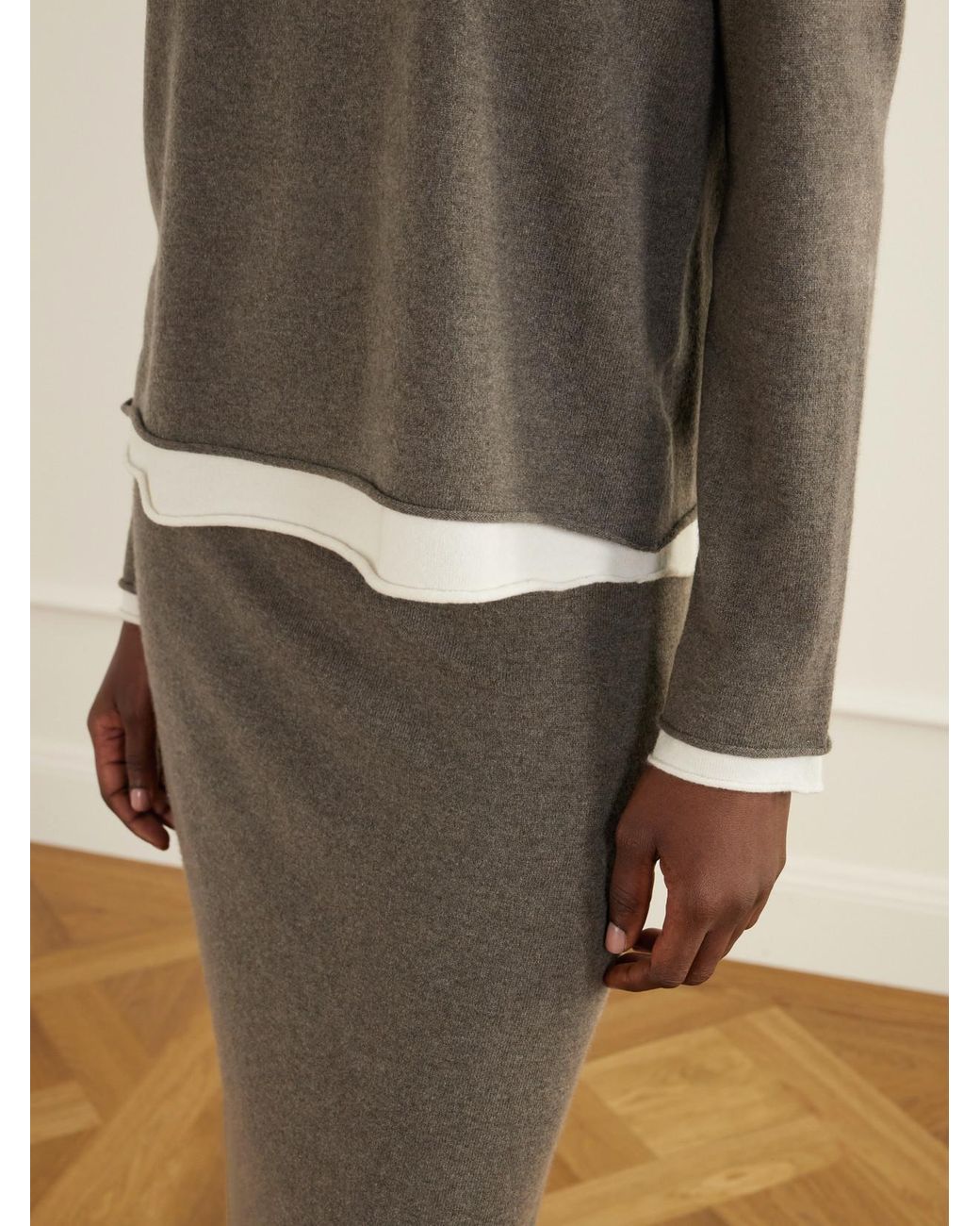 arch4 Natural Mirella Cashmere Sweater And Midi Skirt Set