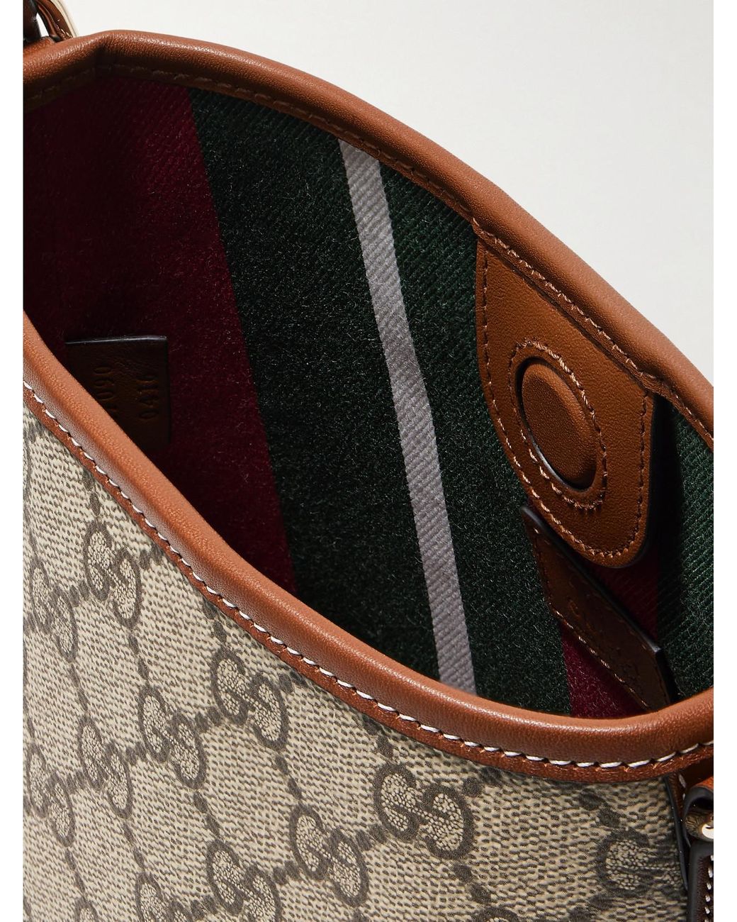 Gucci Metallic Gg Emblem Mini Leather-Trimmed Coated Canvas-Jacquard Shoulder Bag