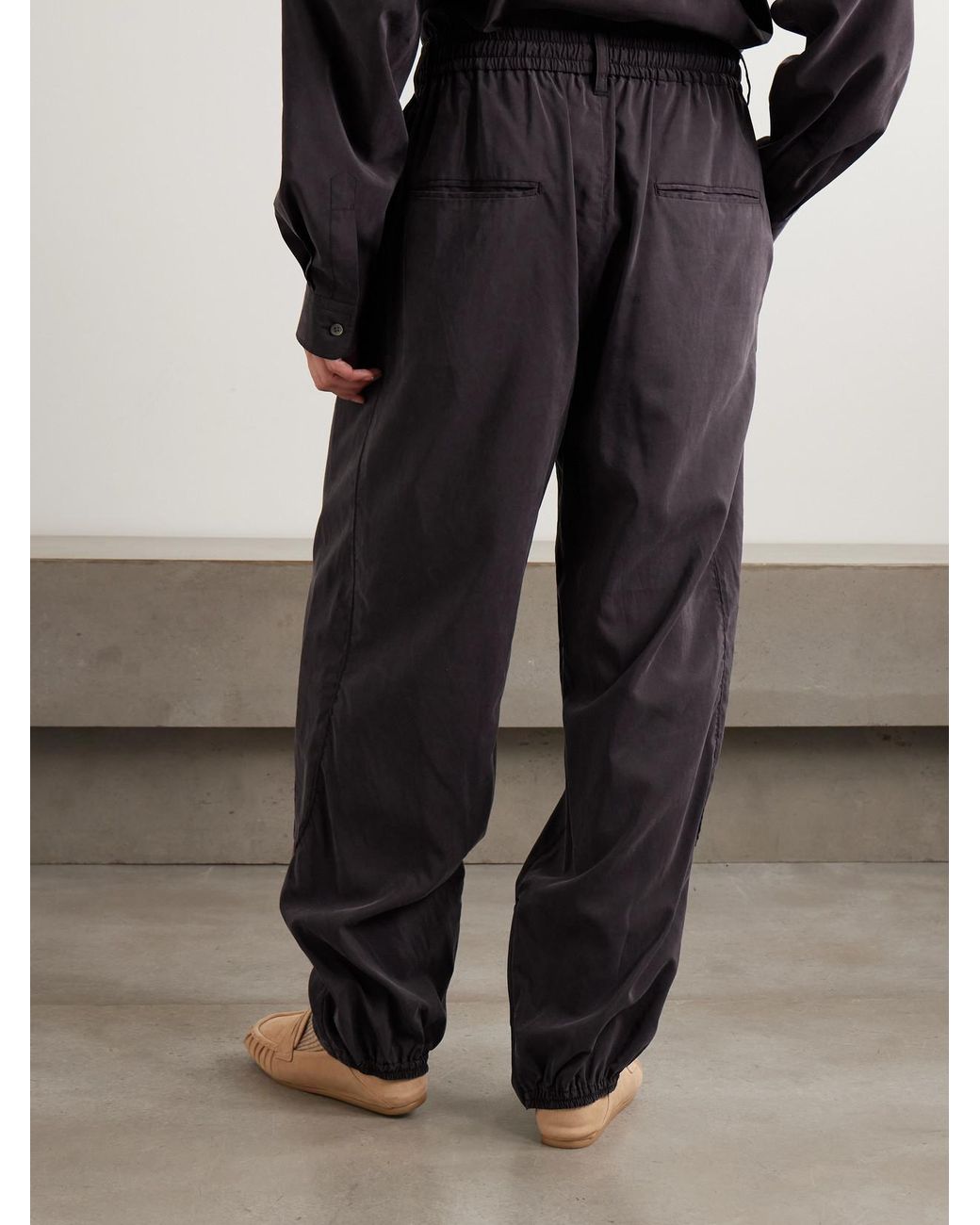 Ssstein Gray Pleated Silk-Blend Track Pants