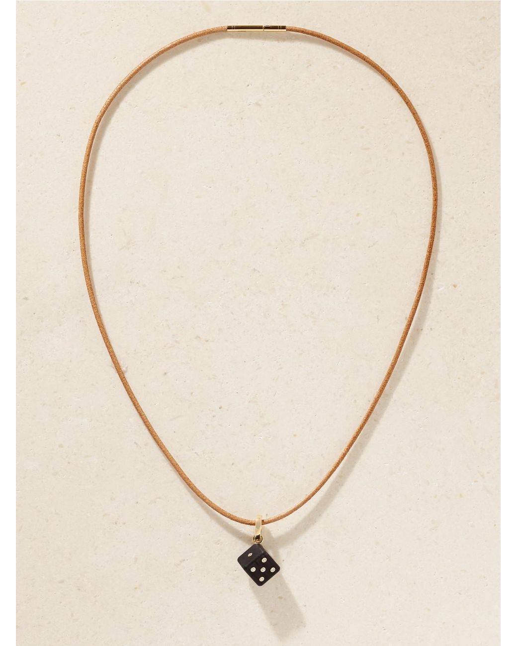 Marie Lichtenberg Natural Dado 18-Karat, Diamond, Ebony And Leather Necklace