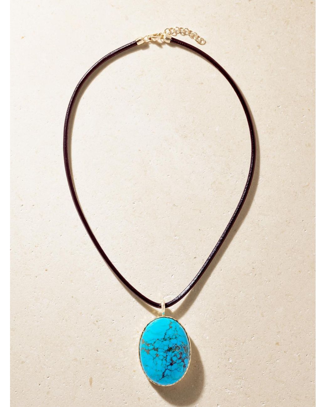 Octavia Elizabeth Blue Jumbo Hidden Gem 18-Karat, And Leather Necklace