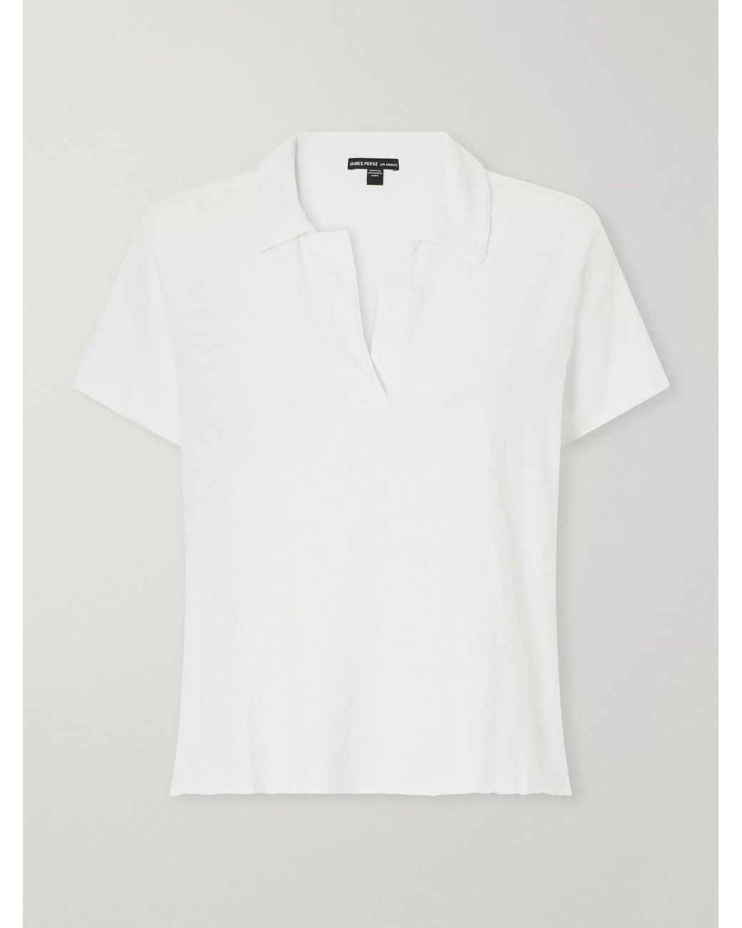 James Perse White Cotton-Piqué Polo Shirt